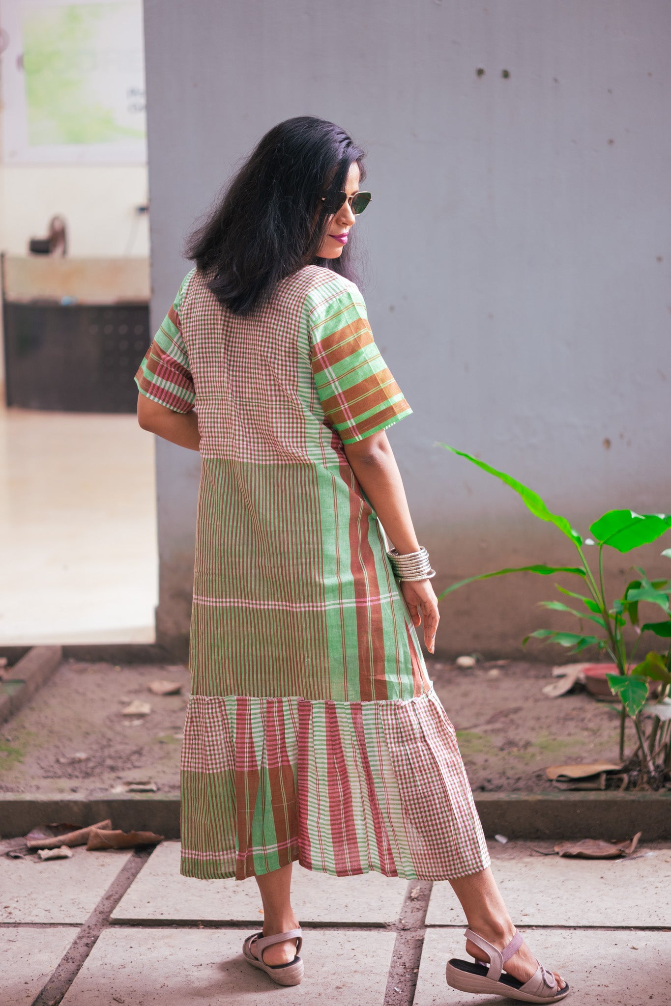 Rong Gamcha Weave Tiered Midi Dress