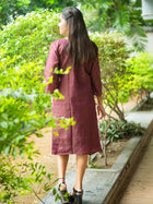 Purple  Cotton Midi Dress with Minimal Detailing