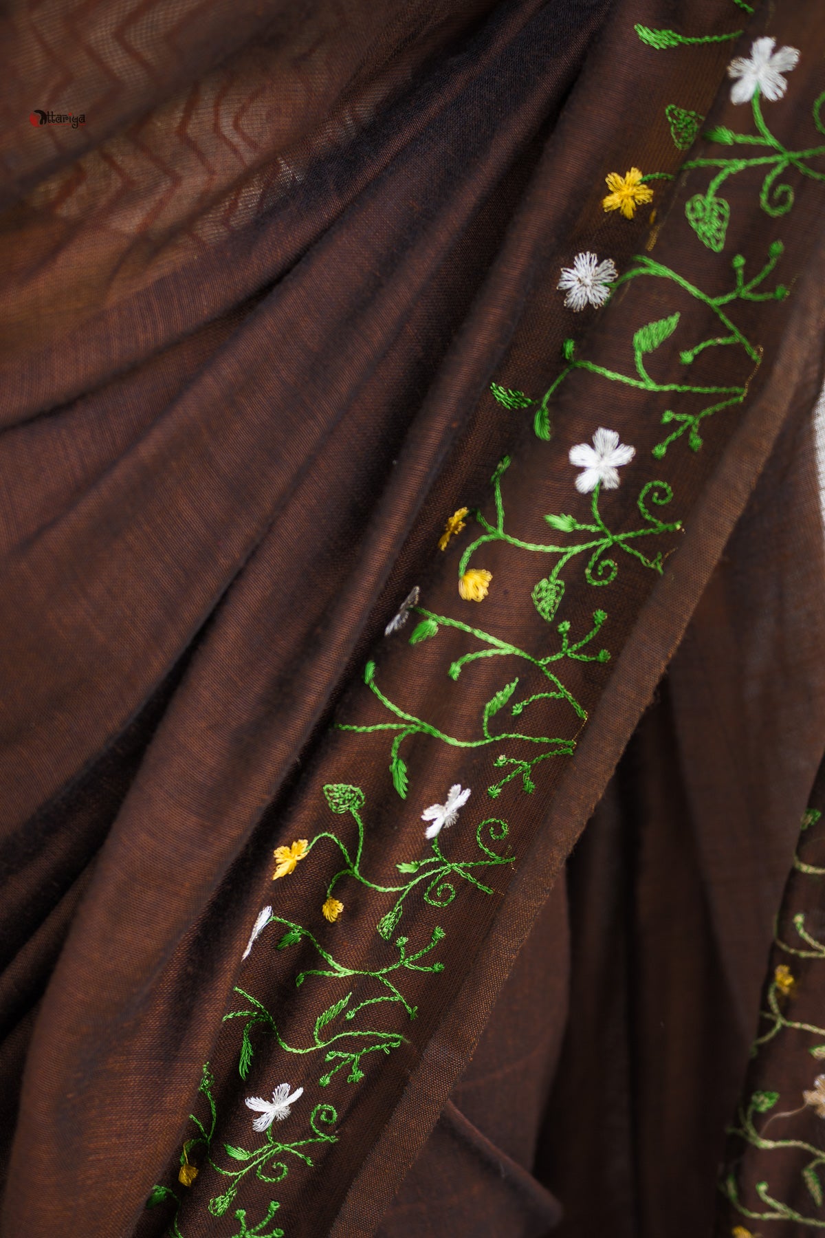 Chocolate Garden on the needle Saree