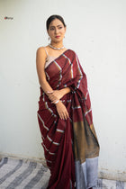 Marron Gold Handloom Saree