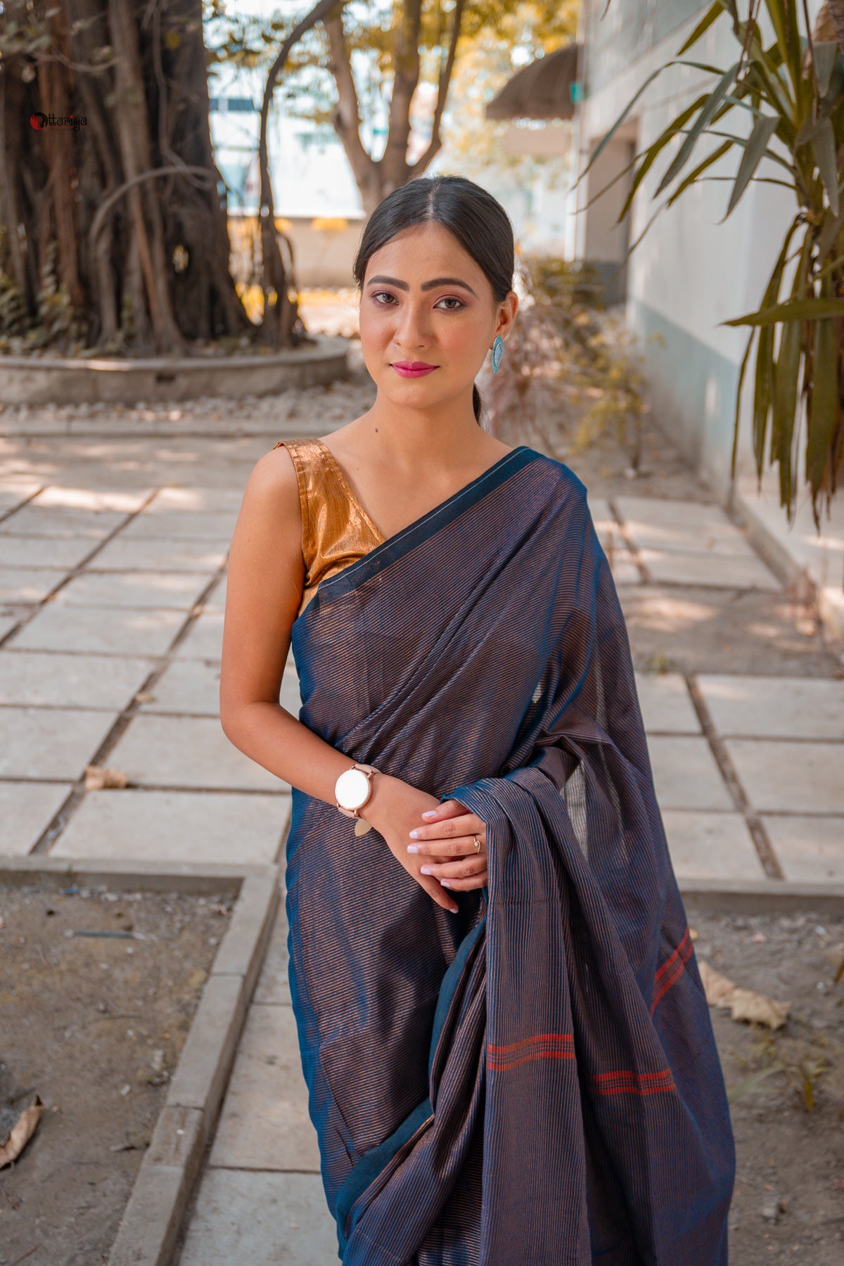 Blue Shine In Party Handloom Cotton Saree