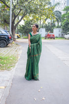 Green Shine In Party Handloom Cotton Saree