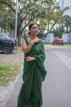 Green Shine In Party Handloom Cotton Saree