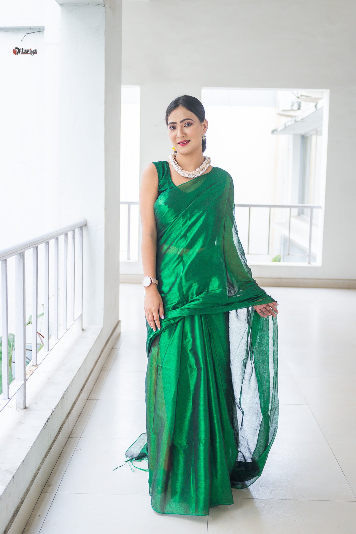 Green on the notch Tissue silk Saree