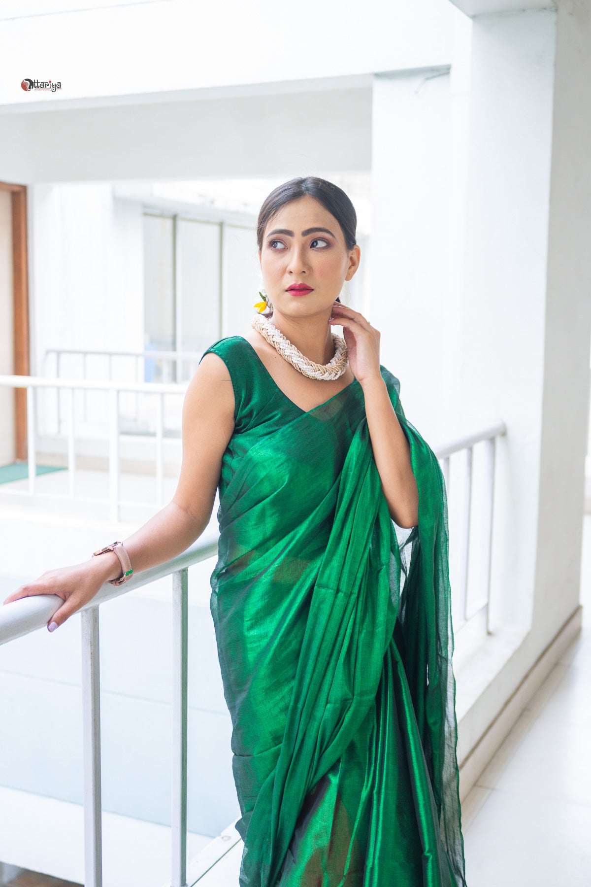 Green on the notch Tissue silk Saree