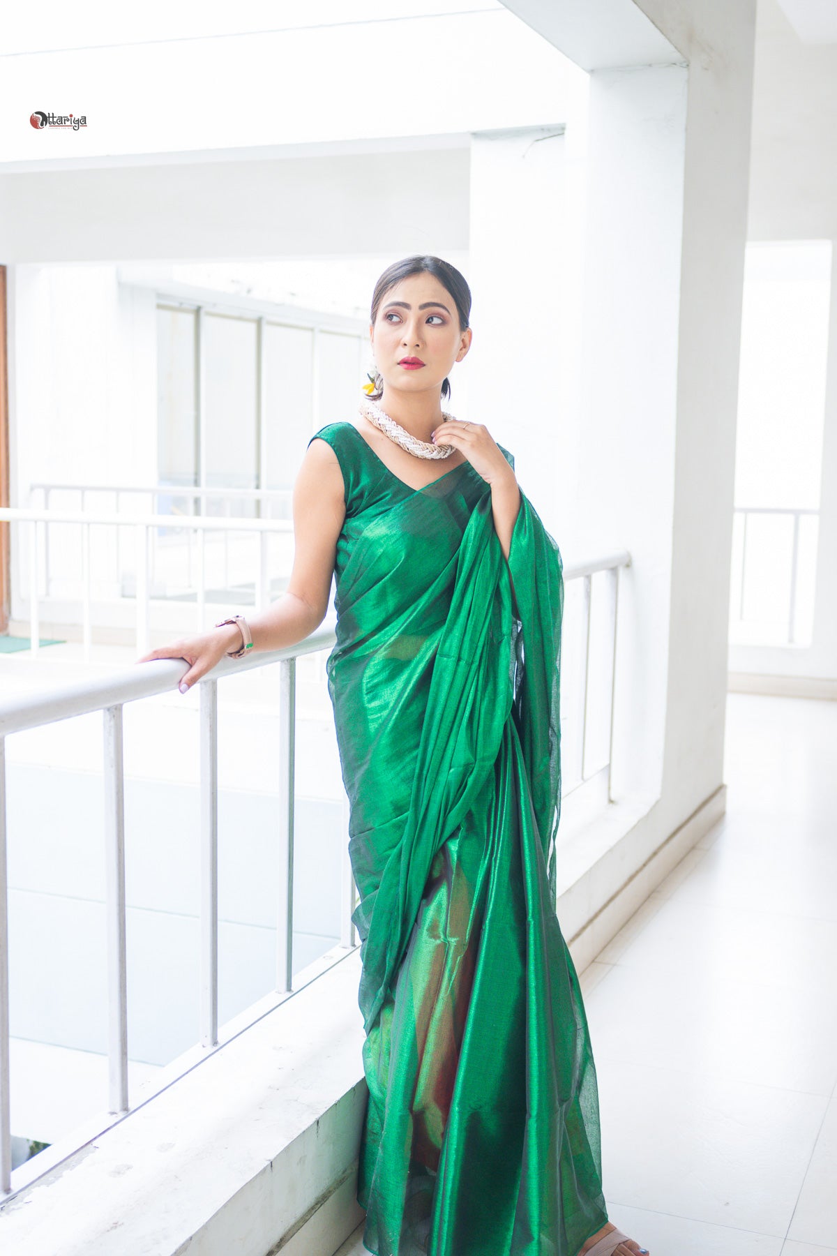 Green on the notch Tissue silk Saree