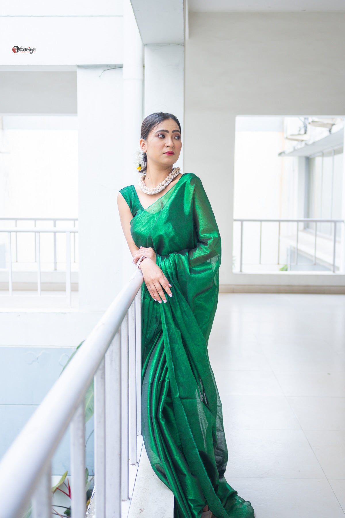 Green on the notch Tissue silk Saree