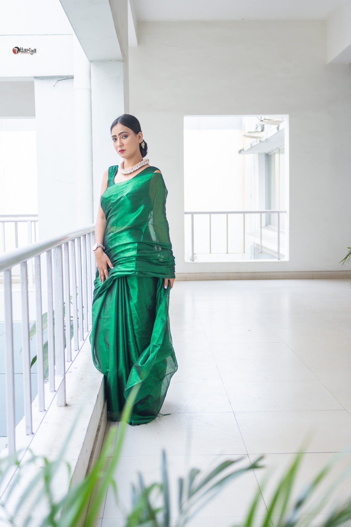 Green on the notch Tissue silk Saree