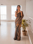 Black Shine In Party Handloom Cotton Saree