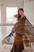 Black Shine In Party Handloom Cotton Saree