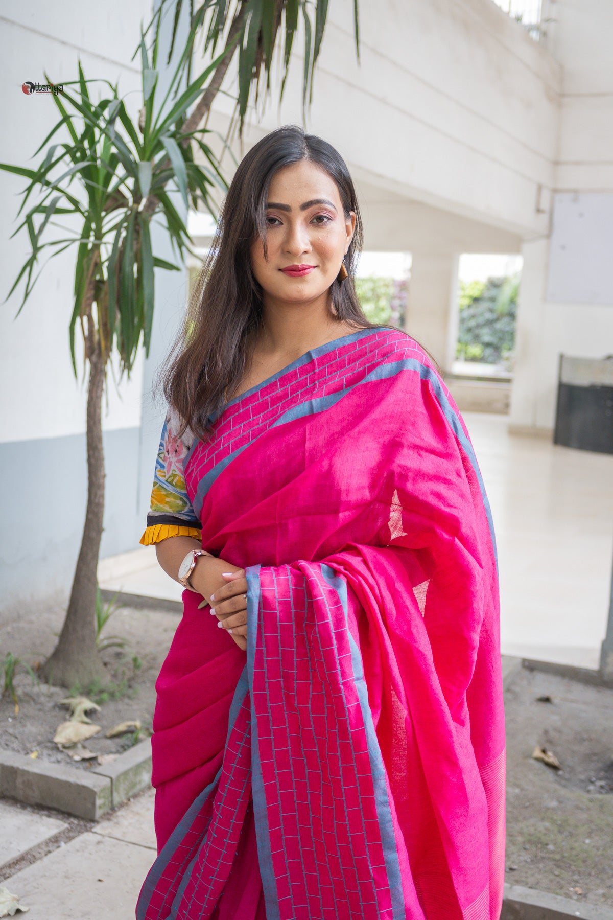 Pink O Love Linen Saree