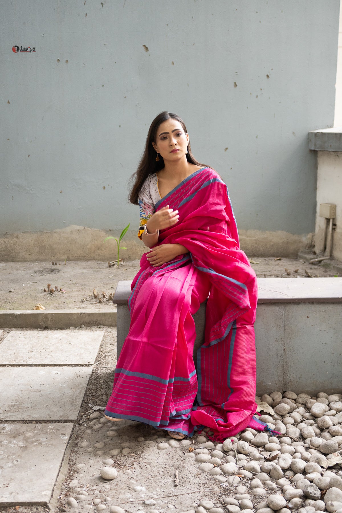 Pink o love Linen Saree