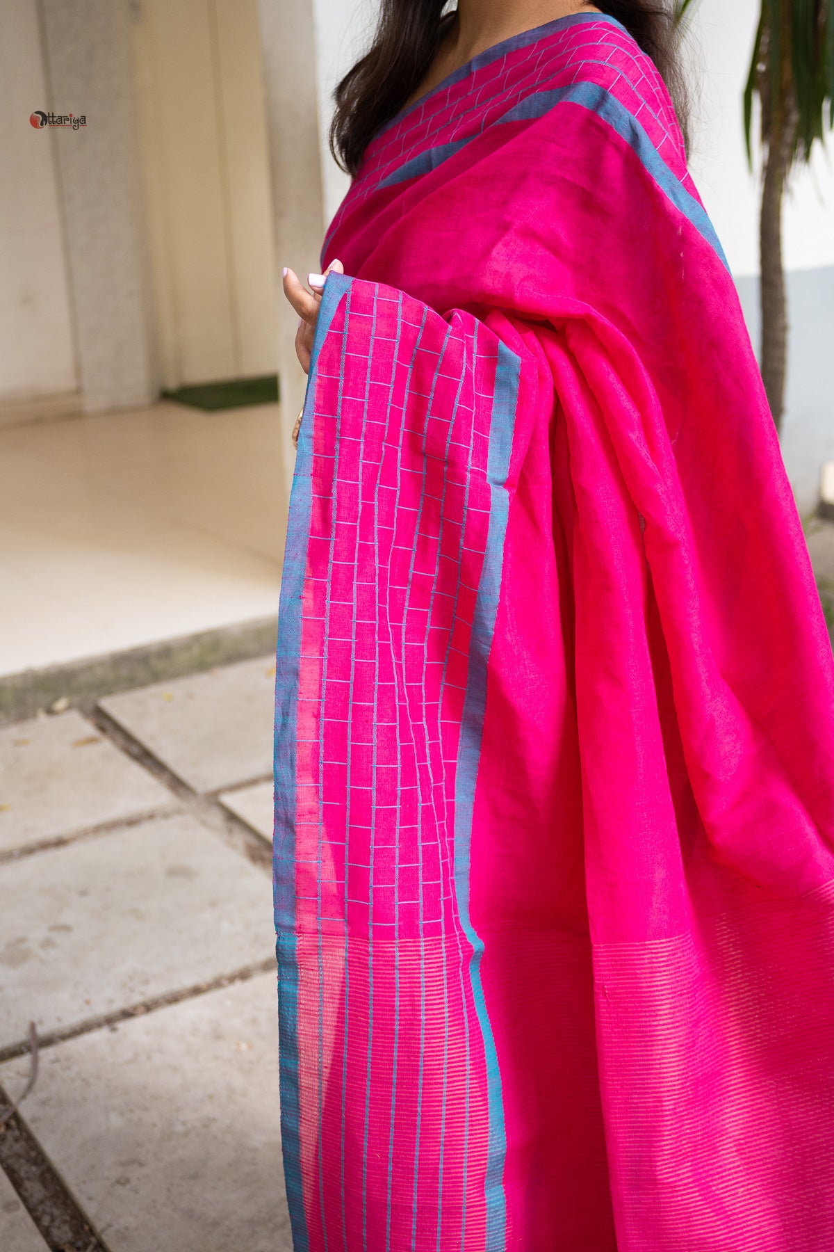 Pink o love Linen Saree