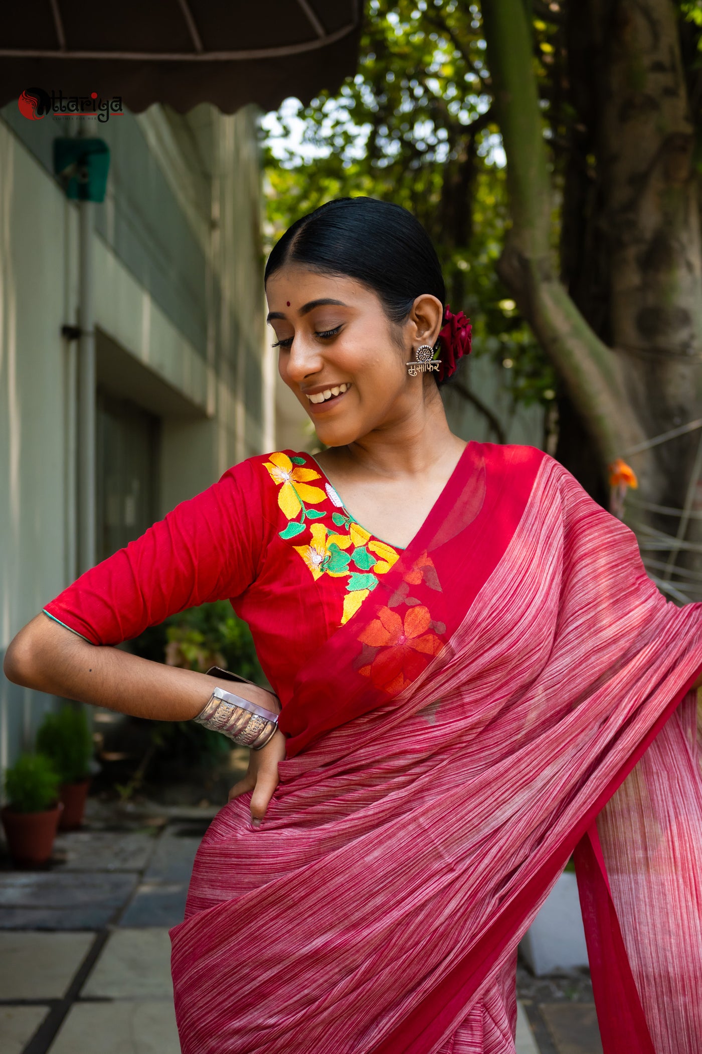 Roktajoba mul cotton saree - Uttariya