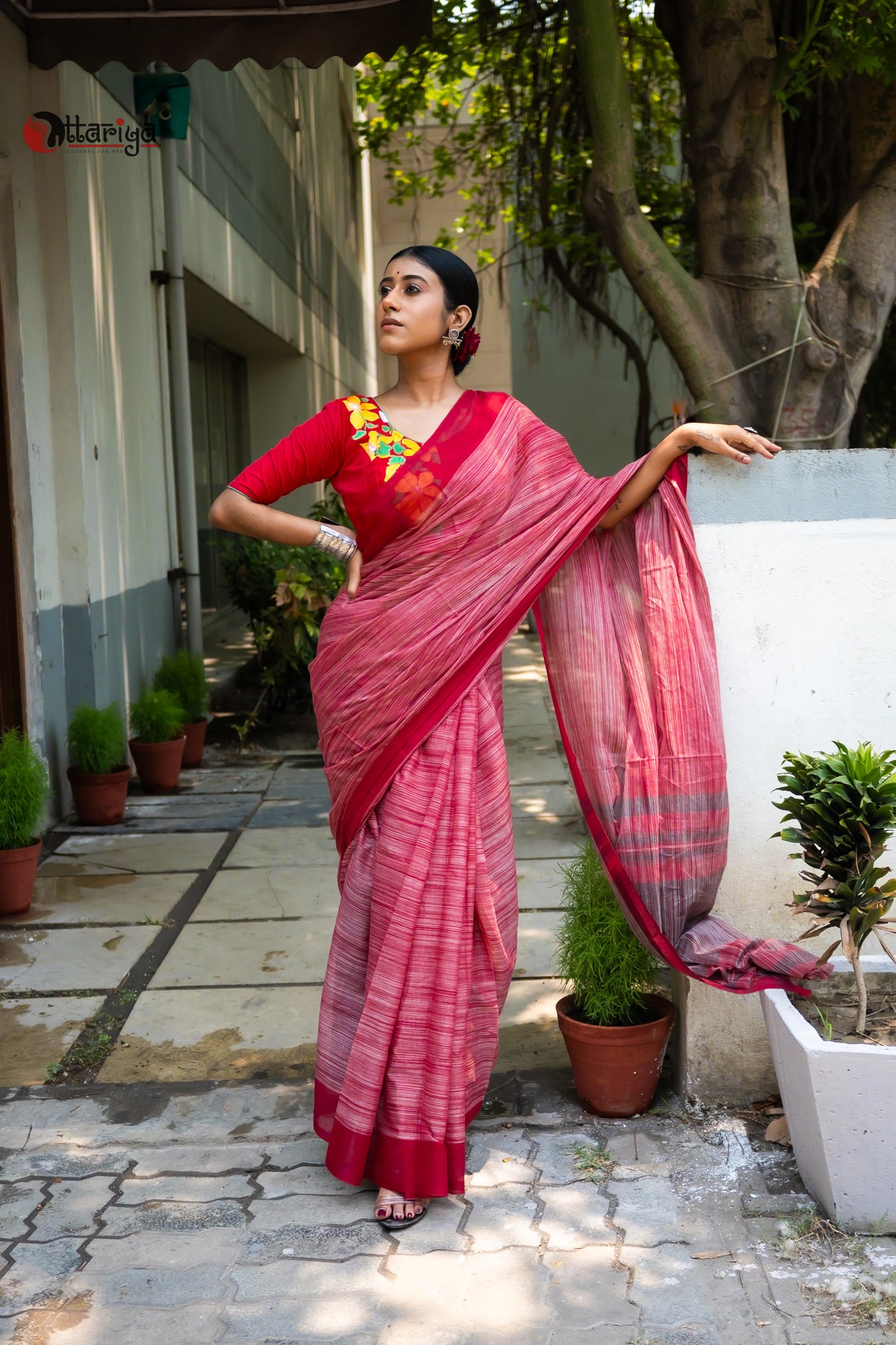 Roktajoba mul cotton saree - Uttariya
