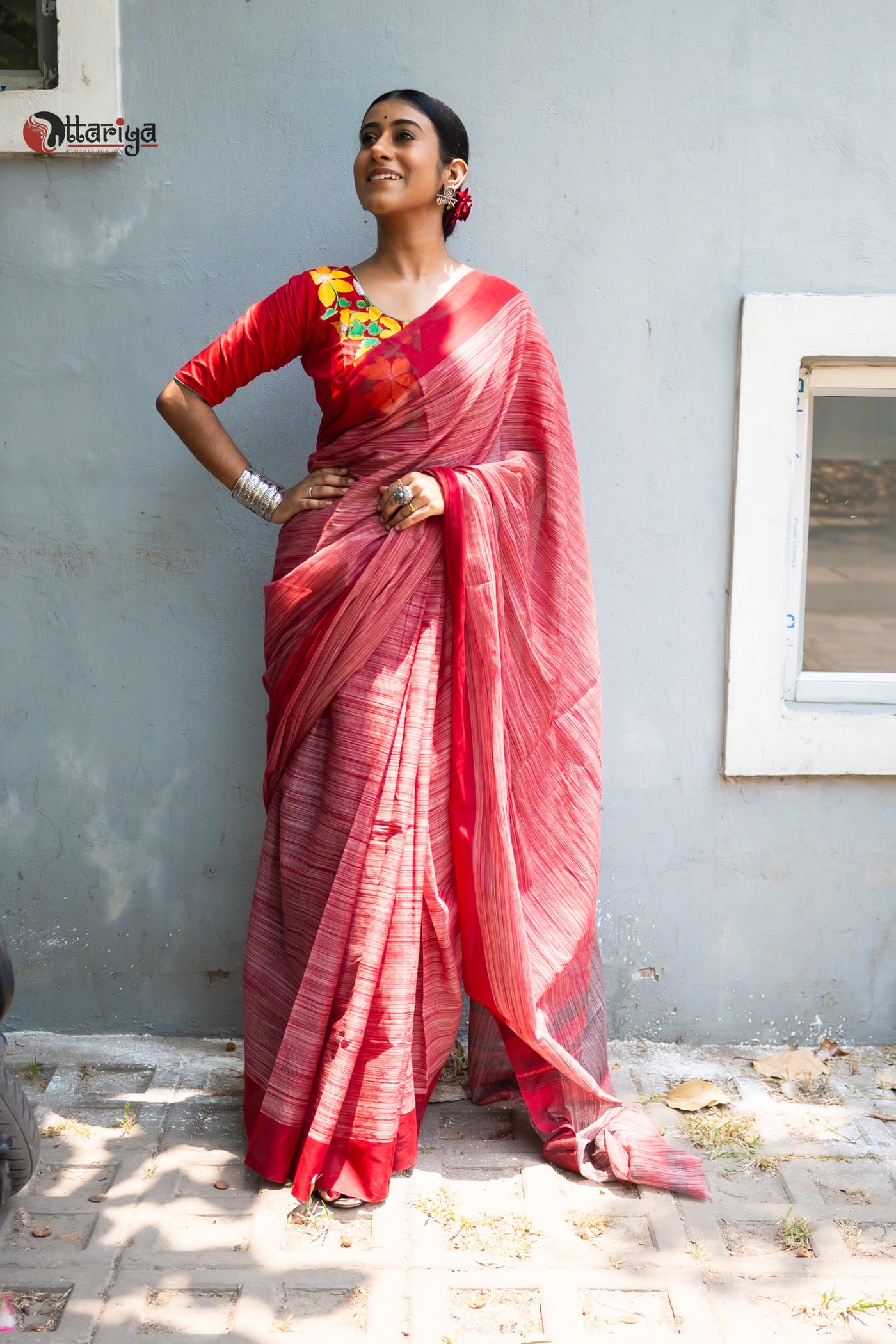 Roktajoba mul cotton saree - Uttariya