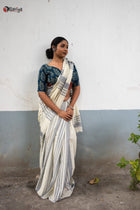 Pure Organic cotton Stripe Saree - Uttariya