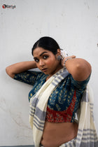 Pure Organic cotton Stripe Saree - Uttariya