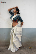 Pure Organic cotton Stripe Saree - Uttariya