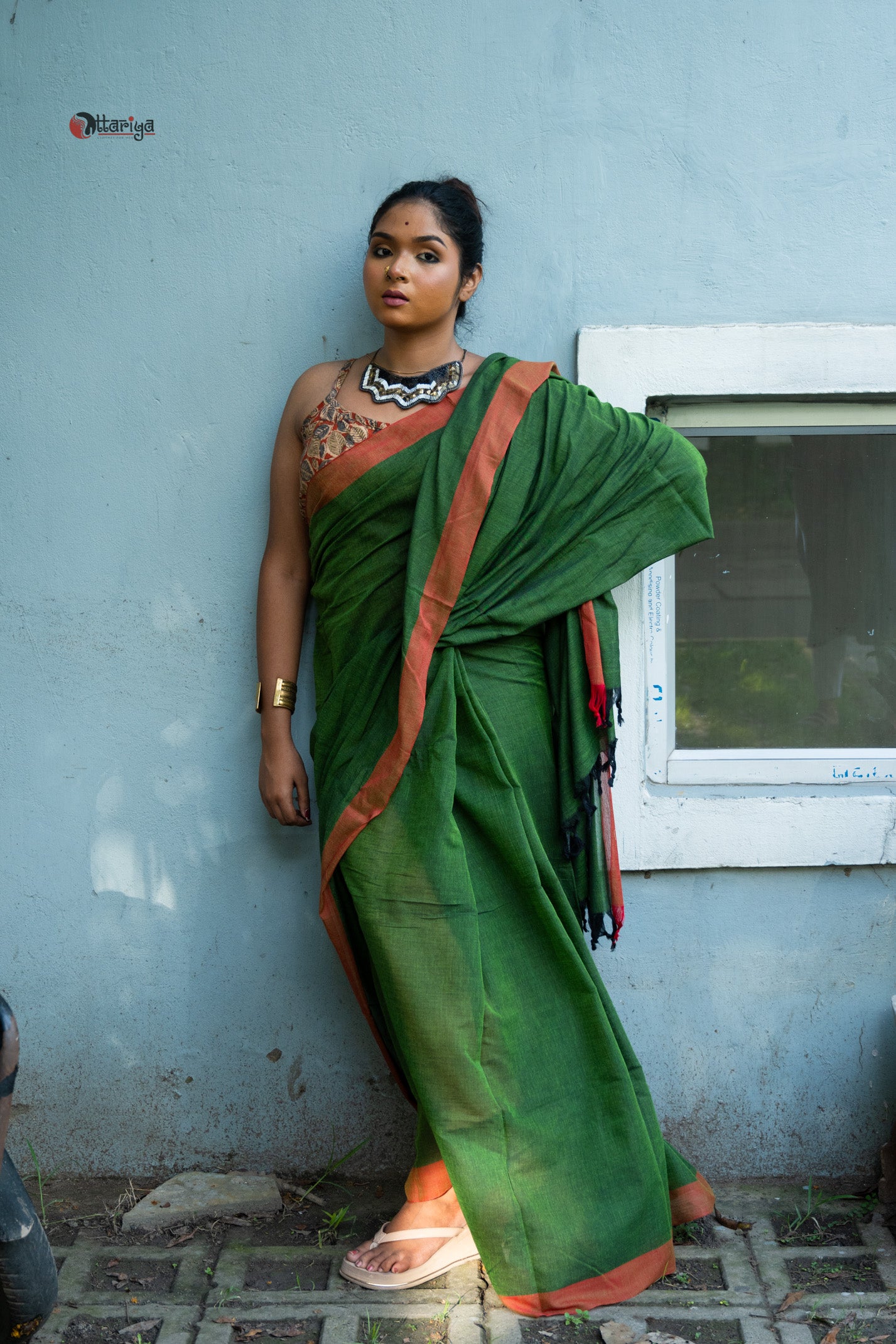 Green Handloom Cotton Saree