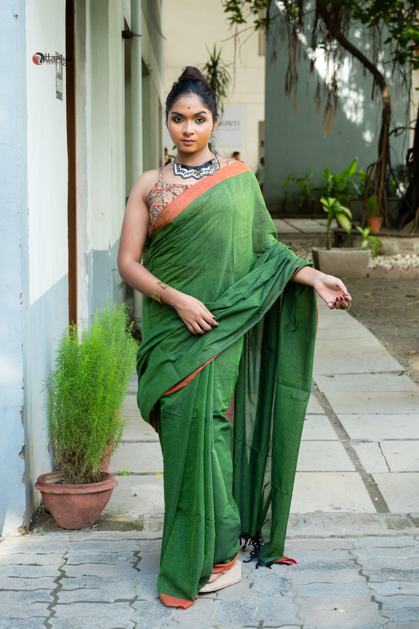 Green Handloom Cotton Saree