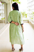 The Sustainable Fern Green Cotton Dress - Uttariya