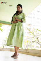 The Sustainable Fern Green Cotton Dress - Uttariya
