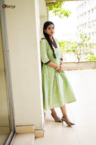 The Sustainable Fern Green Cotton Dress - Uttariya