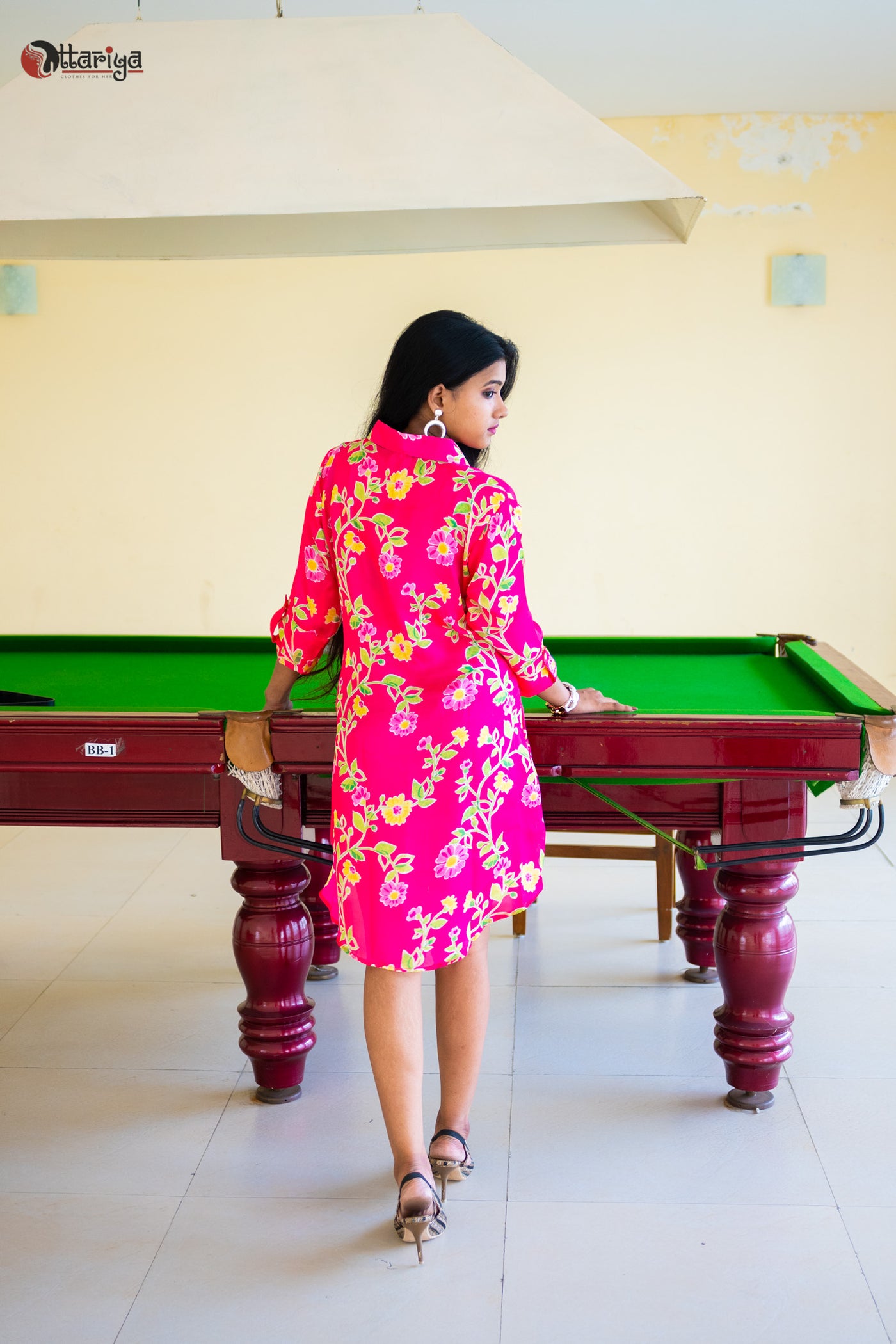 Petal‑Pink Posy Maslin Floral Print Dress - Uttariya
