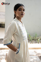 Swan White Grace Embroidered Cotton Dress - Uttariya