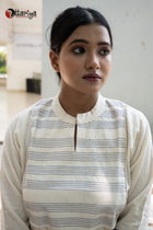 Swan White Grace Embroidered Cotton Dress - Uttariya