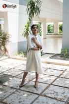 Swan White Grace Embroidered Cotton Dress - Uttariya