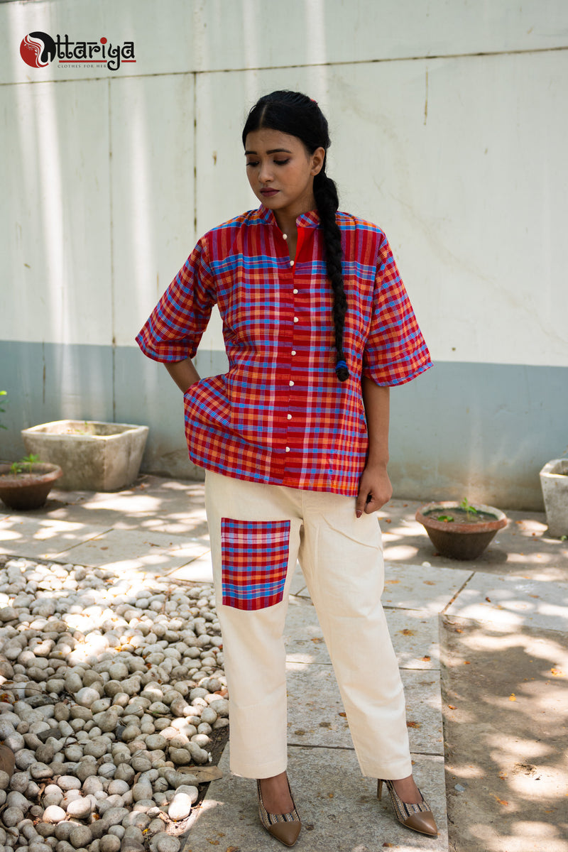 Heritage Checkered Bliss- The Gamcha Khadi Co-ord Dress