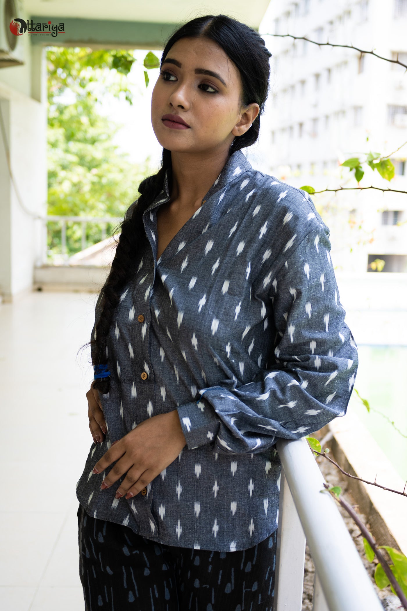 Dove Grey Drape Co Ords Set - Uttariya