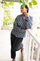 Dove Grey Drape Co Ords Set - Uttariya