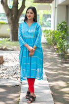 Azure Blue Sequence Cotton Kurta - Uttariya