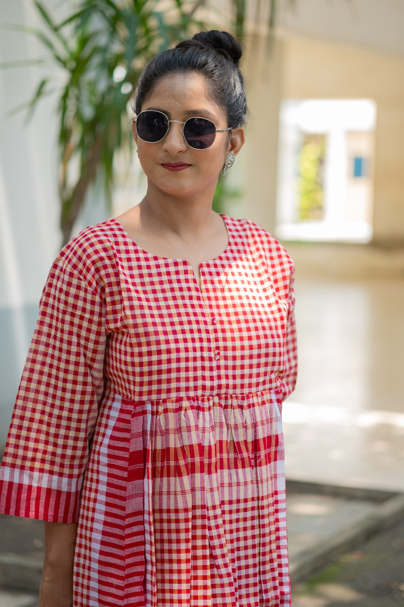 Laal Ghungroo Gamcha Dress - Uttariya