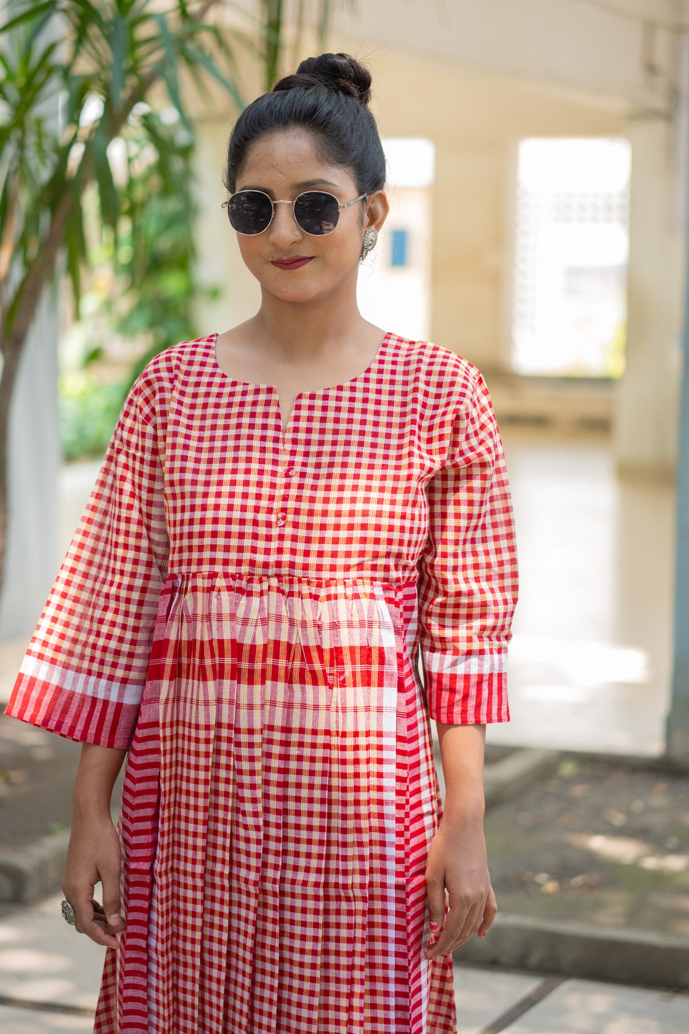Laal Ghungroo Gamcha Dress - Uttariya