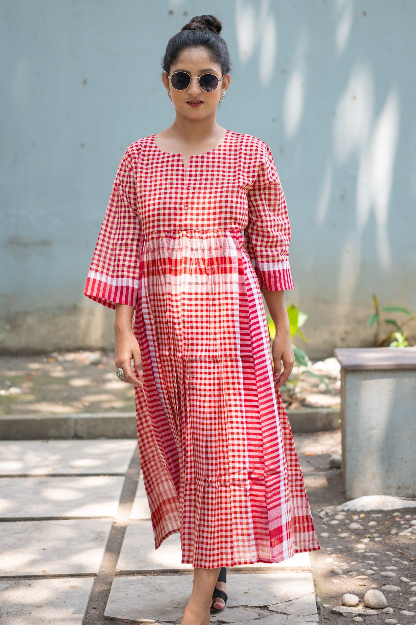 Laal Ghungroo Gamcha Dress - Uttariya