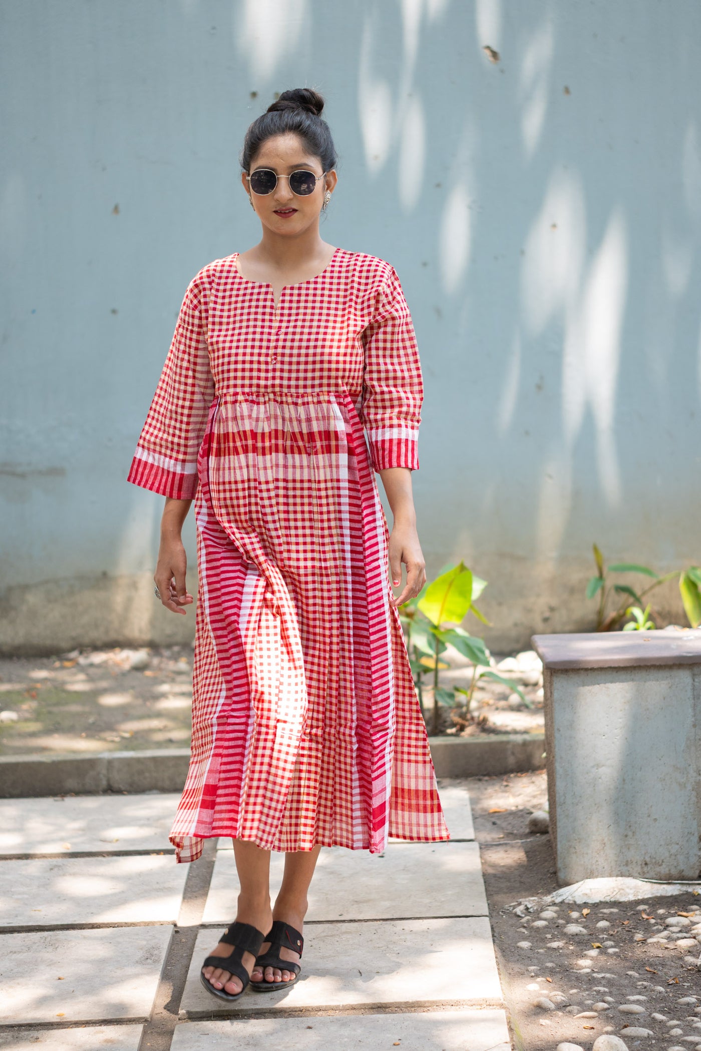 Laal Ghungroo Gamcha Dress - Uttariya