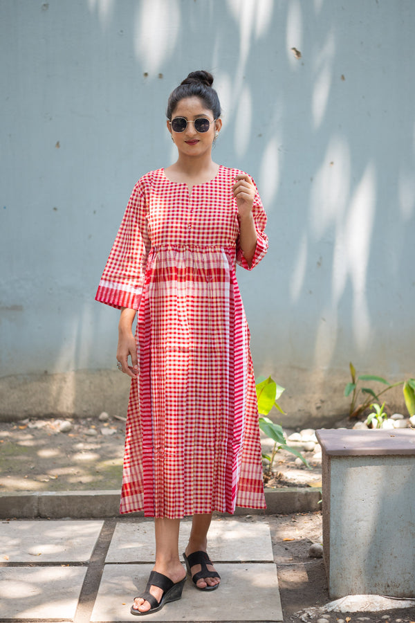 Laal Ghungroo Gamcha Dress - Uttariya