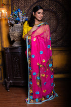 Pink Rani Pasmina Saree - Uttariya