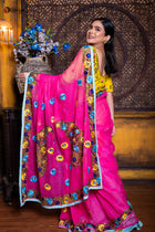 Pink Rani Pasmina Saree - Uttariya