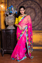 Pink Rani Pasmina Saree - Uttariya