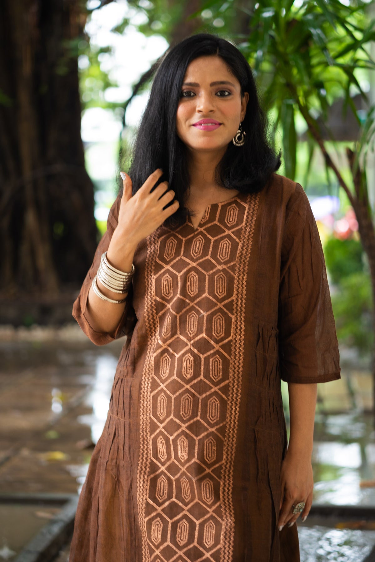 Chandan French Knot Mul Cotton Dress - Uttariya