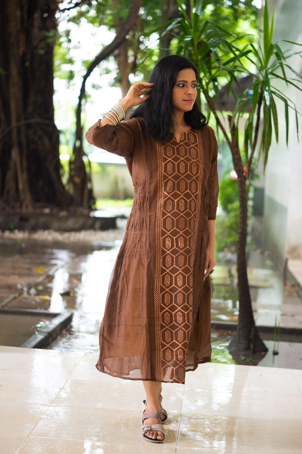 Chandan French Knot Mul Cotton Dress - Uttariya