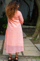 French Knot Lotus Patch Peach Dress
