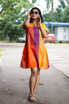 Utsob Gamcha Weave Color-Block Shift Dress