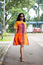 Utsob Gamcha Weave Color-Block Shift Dress