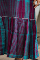 Gamcha Handloom Tiered Maxi Dress — Teal Magenta Check